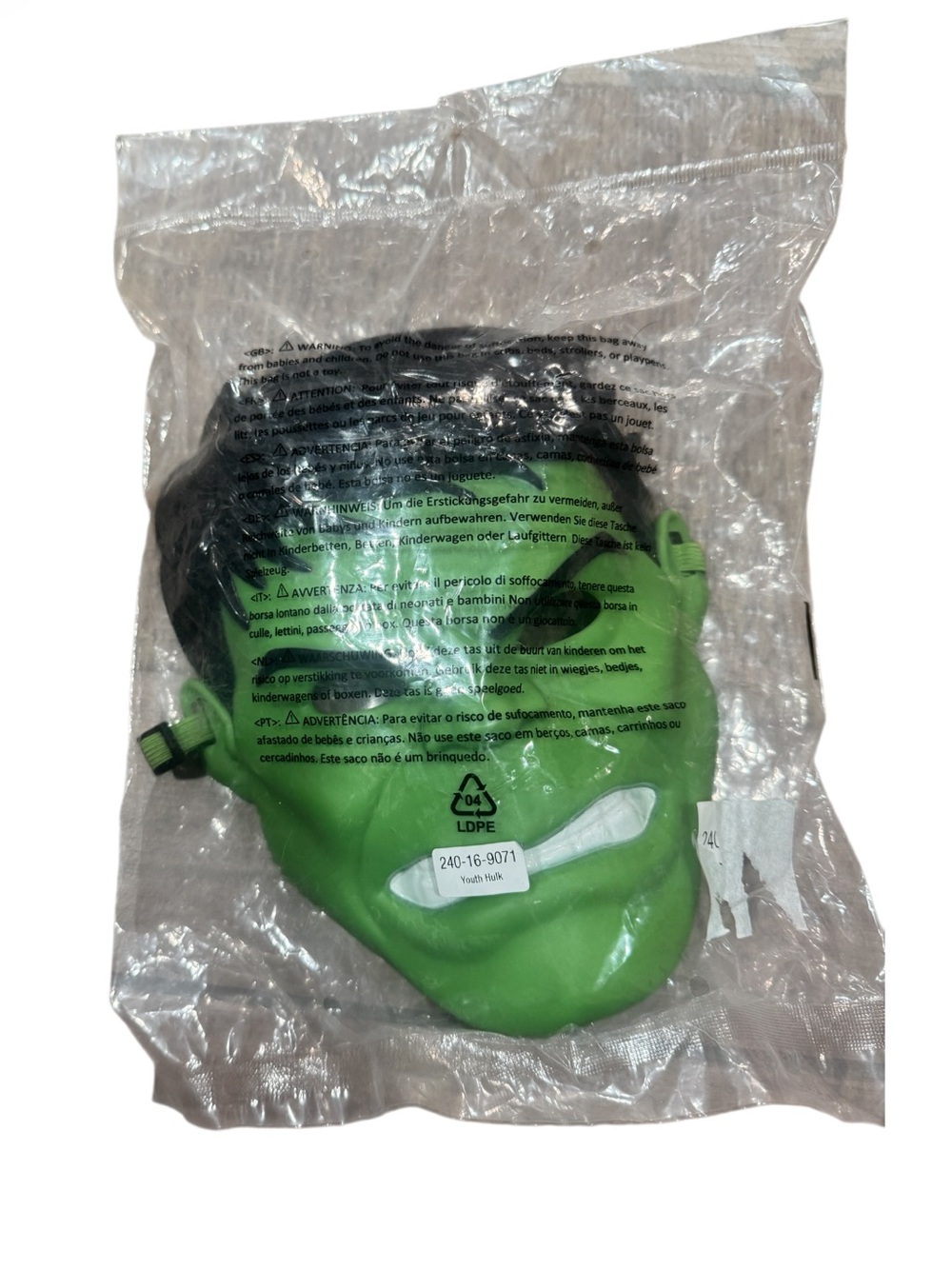 Kids Hulk plastic Halloween mask youth size